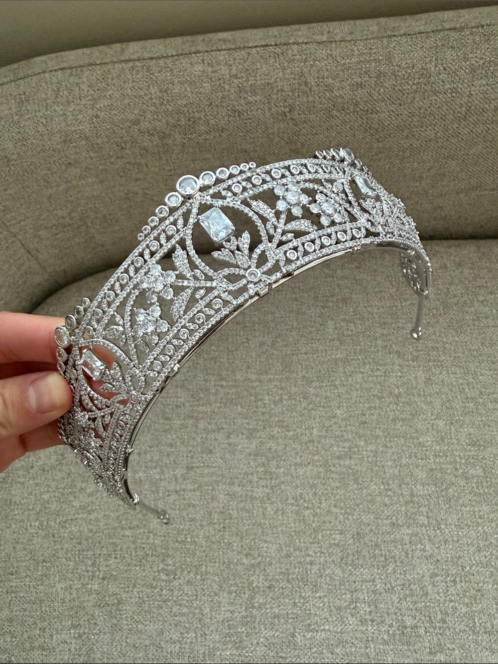 Silver Crystal Bridal Tiara - Elegant Wedding Crown